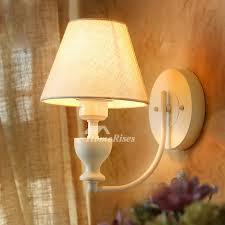 Rustic Wall Sconces Fabric White Decorative Lighting Wrought Iron