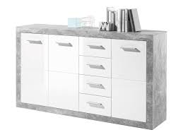 Moderne kommode mit fronten in weiß hochglanz, korpus weiß matt. Kommode Weiss Hochglanz Betonoptik 152 X 37 Cm 4 Schubladen Stone 0798008802