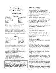 Bridalhaircotract Bridal Hair Stylist Contract Hair Salon Business Hair Salon Business Plan Hair Salon Price List