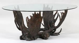 Real antler elk / fallow coffee table. Dick Idol Cast Resin Antler And Glass Top Coffee Table 2002 Mutualart