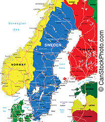 Svédország főbb folyói és tavai. Terkep Svedorszag Norvegia Terkep Svedorszag Sllustration Norvegia Canstock