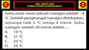 Suhu ruangan itu dinaikkan 3° c setiap setengah jam. Soal Cerita Suhu Operasi Hitung Bilangan Bulat Youtube
