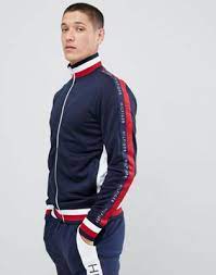 Check spelling or type a new query. Tommy Hilfiger Sports Capsule Full Zip Track Top Icon Stripe Trim And Side Taped Logo In Navy Marl Asos