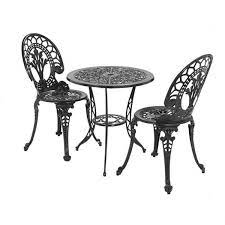 Aluminium Bistro Set In A Black Powder Coated Finish Also Available Oin Green White Garden Furniture Sets Garden Furniture Sale Cast Aluminum Patio Furniture