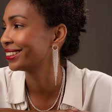 Hoop Studs With Cascading Waterfall Chain Earrings