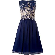 Little Mistress Sleeveless Overlay With Gold Foil Detail Dress 99 Liked On Polyvore Featuring Navy Blue Cocktail Dress Crewneck Dress Navy Cocktail Dress