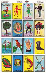 Some heavy paper published using a image and used to send out information or greeting; Mexican Loteria Cards The Complete Set Of 10 Tablas Etsy