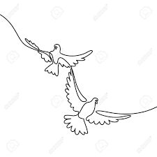 Continuous One Line Drawing Flying Two Pigeons Logo Black And White Vector Illustration Concept For Logo Card B Line Drawing Line Art Drawings Pigeon Logo