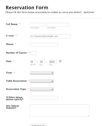 Restaurant Reservation Form Template Jotform