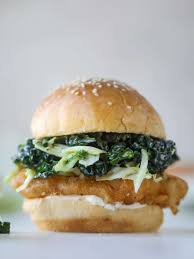 Crispy Fish Sandwich With Kale Cole Slaw Kale Cole Slaw Recipe Recipe Fish Sandwich Slaw Recipes Coleslaw Recipe