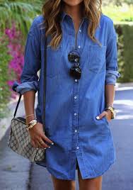 Autumn 2017 New Fashion Women Blue Denim Dress Casual Loose Long Sleeved T Shirt Dresses Straight Dress Plus Size Long Denim Shirt Denim Shirt Dress Fashion