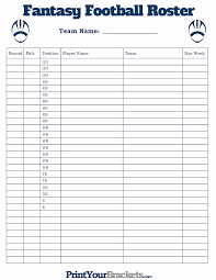 Football Depth Chart Template Excel Format Football