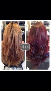 Warm honey blonde highlights will be a great match to burgundy hair with a chestnut undertone. Before And After From Blonde To Burgundy Cool Hairstyles Hair Color For Women Pretty Hairstyles