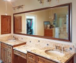 Our bathroom has two separate vanities with huge builder grade mirrors. Large Bathroom Mirrors Framed Image Of Bathroom And Closet