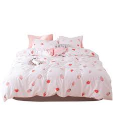 Fendie Girl Bed Queen Duvet Cover Set Soft Cotton Bedding Cover Set Reversible Style Strawberry Printed Duvet Cover White Peach With 2 Pillow Cases Skin Friendly Comfy Buy Online In Bahamas At Bahamas Desertcart Com