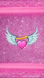 Glitter Phone Wallpaper Sparkle Background Angel Wings Heart Pink Bling Sparkles Glitter Phone Wallpaper Wings Wallpaper Heart Wallpaper