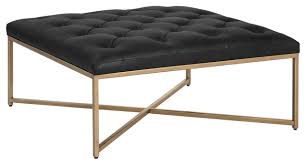 Square tufted ottoman coffee table elle: In Stock Sunpan Endall Square Leather Coffee Table Ottoman Antique Brass Contemporary Footstools And Ottomans By Sunpan Modern Home Houzz
