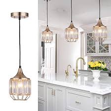 The crisp, versatile look of a drum pendant is given a luxe update with the savoy house rochester collection. Cuaulans 1 Pack Industrial Caged Crystal Pendant Light Gold Finish Ceiling Hanging P Pendant Light Fixtures Crystal Pendant Lighting Restaurant Ceiling Lights