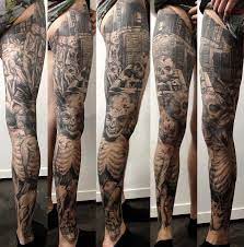 For someone seeking a bit of ferociousness in their lives, this design can sit like a perfect emblem. 18 Black And White Leg Sleeve Tattoos Leg Sleeve Tattoo Leg Tattoo Men Full Leg Tattoos