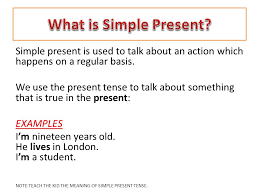 It is called simple because its basic form consists of a single word (like write or writes), in contrast with other present tense forms such as the present progressive (is writing) and present perfect (has written). Simple Present Tense Ppt Video Online Download