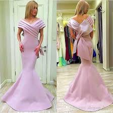 Mnm Couture Pink Stain Big Bow Mermaid Prom Formal Dresses 2018 Off Shoulder Plus Size Full Length Du Gala Dresses Ball Gown Wedding Dress Evening Dresses Prom