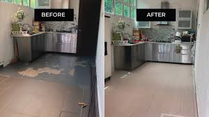 When we measured our kitchen and compared it to the cost of laminate flooring, we soon realized we would we actually put these floors down in our kitchen for a little over $100. Just Floored Kitchen Floor Makeover And Transformation Youtube