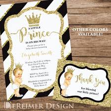 Black And Gold Baby Shower Invitations Little Prince Baby Shower Invitation And Thank You Card Black And Gold Prince Baby Shower Invitations Baby Shower Thank You Cards Prince Baby Shower