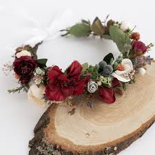 Flower Crown Wedding Rustic Hair Crown Boho Floral Crown Bridal Headpiece Burgundy Flower Crown Bridesmaid Crown Flower Crown Bridesmaid Boho Floral Crown