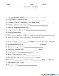 Starmaterials.com video worksheets are designed to guide students in learning the essential concepts of these great videos. Bill Nye Waves Worksheet