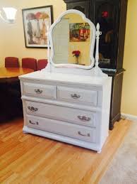 Vintage Dove Tailed Drawer Bureau Painted In Ace High Gloss White Oil Paint Antique Original Glass Mirror Added To Bu High Gloss White Glass Mirror Rustoleum