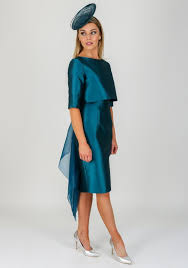 Fely Campo Chiffon Bustle Dress Jacket Teal Blue Teal Dress For Wedding Blue Wedding Guest Outfits Blue Dress Outfits