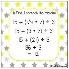 Order Of Operations Find The Mistake Cards Order Of Operations Math Operations Basic Math