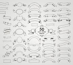 Banner Ribbon Vector Black And White 50 Vector Drawn Ribbons How To Draw Ribbon Vector Drawing Banner Drawing