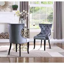 chic home pixie velvet upholstered wingback dining chair set of 2 walmart com in 2021 wingback dining chair dining chairs dining chair upholstery