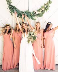 Fashion Mismatched Coral Chiffon Bridesmaid Dress With Ruched Elegant Column Diff Coral Bridesmaid Dresses Peach Bridesmaid Dresses Summer Bridesmaid Dresses
