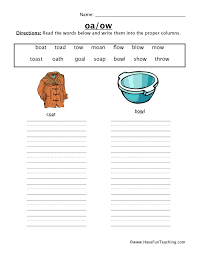 Logged in members can use the super teacher worksheets filing cabinet to save their favorite worksheets. Oa Ow Worksheet Have Fun Teaching