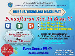 Koperasi pegawai kerajaan negeri kedah. Assalamualaikum Dan Salam Sejahtera Ingin Mengisi Musim Cuti Persekolahan Anak Anda Dengan Aktiviti Yang Bermanfaat Dah Ada List Aktiviti Belum Kalau Belum Jom Sertai Kursus Microsoft Office Kami Dengan Yuran Kursus