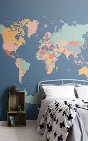 Navigator World Map Mural Teenage Wallpaper Designs Bedroom Themes For Women 11 Interior Design Bedroom Teenage Wallpaper Bedroom Boys Bedroom Wallpaper