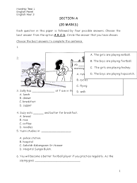 1 sjk (c) _ year three english language monthly examination one 201_ time : Mid Year Exam 2017 Paper 1 Lunch Eating Behaviors Of Humans