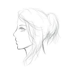 For the side view there will be a sort of indent for the nose/eyes area. Drawing Sketch Side Face Outline Drawing