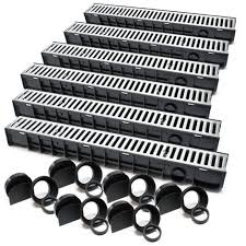 Tubazioni e raccordi in pvc. Canaletta Canalina Di Scolo Raccogli Acqua Con Griglia Grata Canale Di Drenaggio 6x1m 1 5t 60362