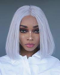 White Blonde Short Bob Lace Front Straight Synthetic Wig Hair Makeup Hair Color 100 Human Hair Wigs