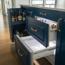 Blue Center Island With Beverage Drawer And Ice Maker Bars For Home Ice Maker Drawer Design
