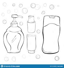Einfache Hand Zeichnen Flussigseife Des Skizzen Freien Raumes Shampoo Mundwasser Zahnpasta Wasser Tropfen Und Blase Vektor Abbildung Illustration Von Mundwasser Zahnpasta 141145335