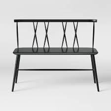 Black Bench With Back Becket Metal X Back Dining Bench Black Project 62 In 2020 Dining Bench Dining Bench With Back Metal Dining Bench