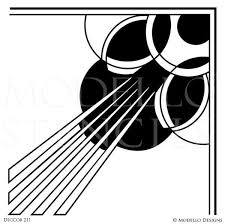 Art Deco Design And Painted Decor Modern Corner Stencils From Modello Custom Stencils Art Deco Paintings Painting Corner Art Deco Furniture
