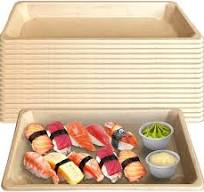 EcoQuality Compostable Sushi Trays Medium - Natural Sugarcane Bagasse Take  Out Sushi Container - Biodegradable Disposable Sushi Plate Eco Friendly ...