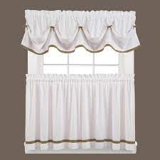 Saturday Knight Kate 36 In L Polyester Tier Curtain In Taupe 2 Pack M7006700036t09 The Home Depot White Kitchen Curtains Curtains Kitchen Curtains