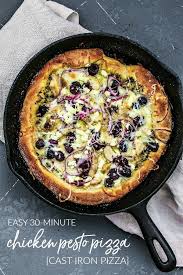 Pesto Chicken Pizza Recipe Pesto Chicken Cast Iron Skillet Pizza Cast Iron Pizza