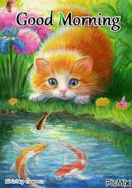 10 Animated Good Morning Images With Quotes Good Morning Animation Cat Art Cat Painting